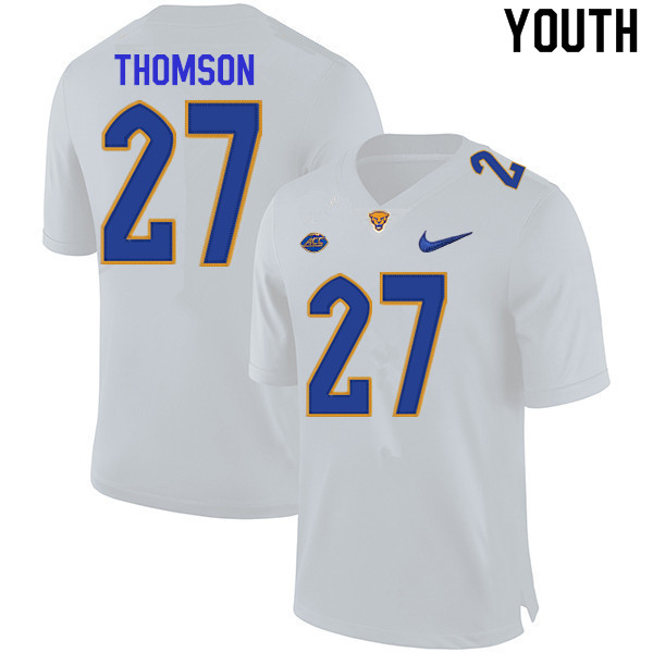 Youth #27 Gavin Thomson Pitt Panthers College Football Jerseys Sale-White